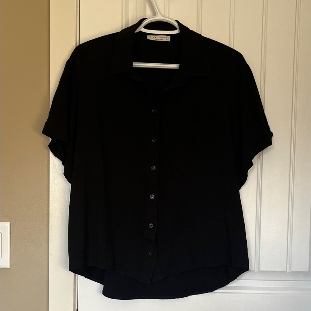 Final Touch Black Women's Button-Up Top